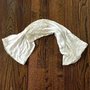 Vintage American Eagle Linen Infinity Scarf with Gold Sequins